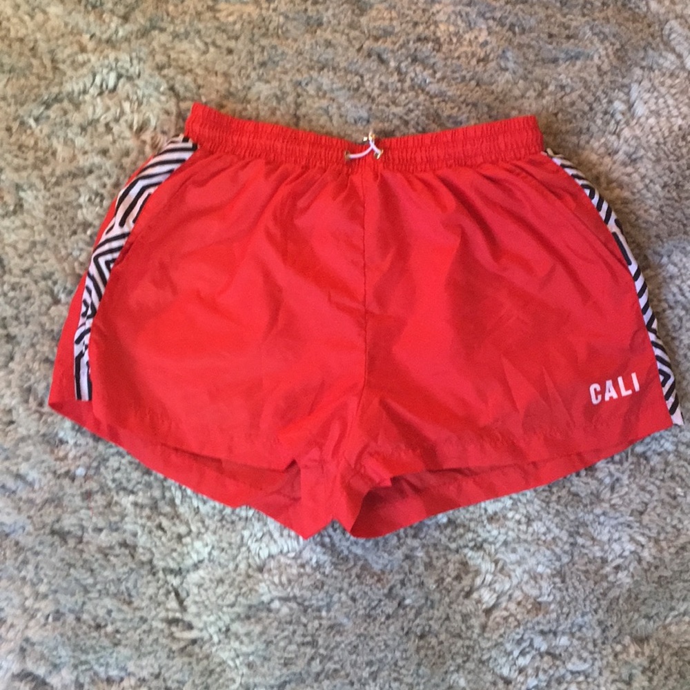 Red athletic shorts